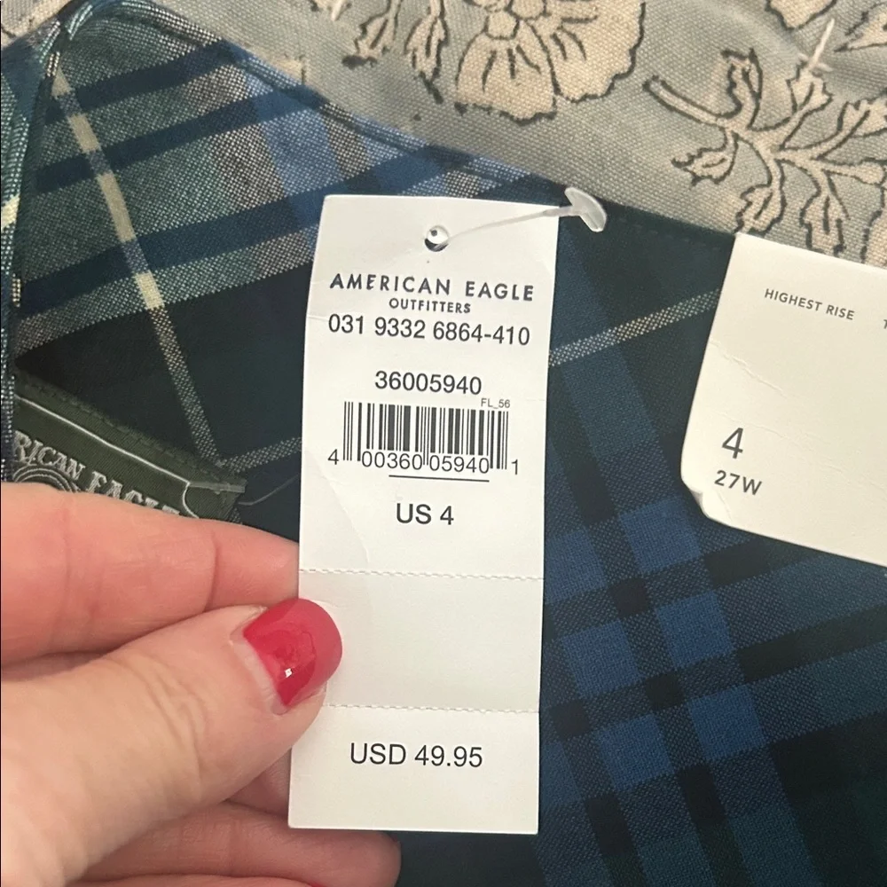 American Eagle Outfitters Plaid Mini Skirt - Blue and Green - Picture 6 of 8